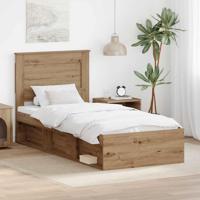 Cadru de pat Stejar artizanal 75 x 190 cm Lemn de pin masiv - WALTI WALTI