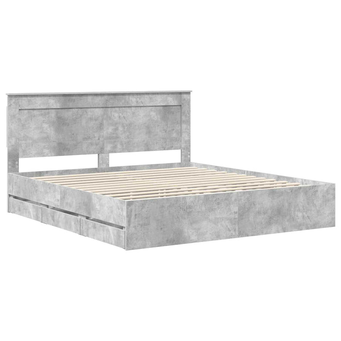 Cadru de pat Gri din beton 200 x 200 cm Lemn Ingineresc - WALTI WALTI