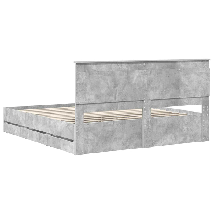 Cadru de pat Gri din beton 200 x 200 cm Lemn Ingineresc - WALTI WALTI