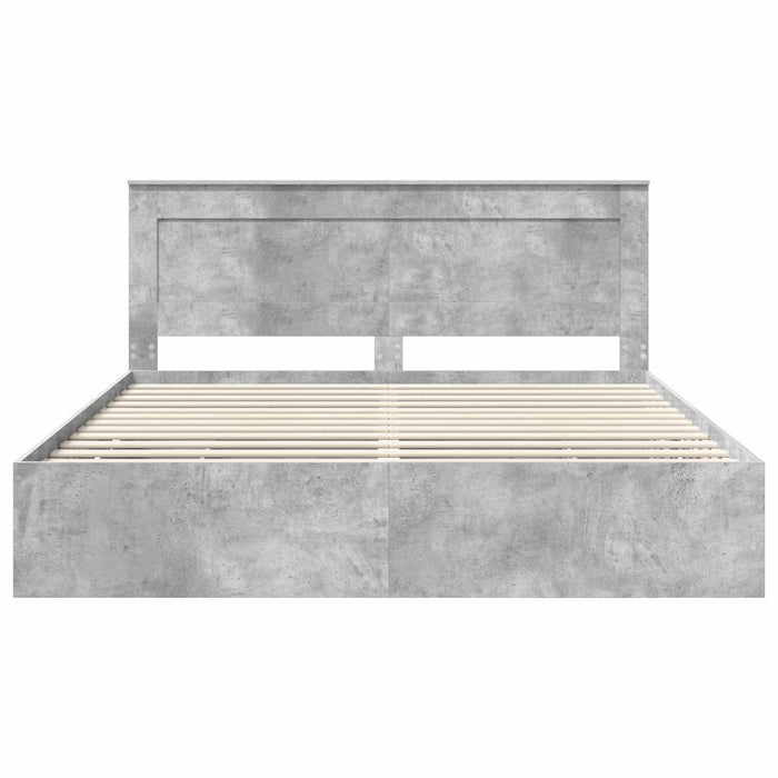 Cadru de pat Gri din beton 200 x 200 cm Lemn Ingineresc - WALTI WALTI