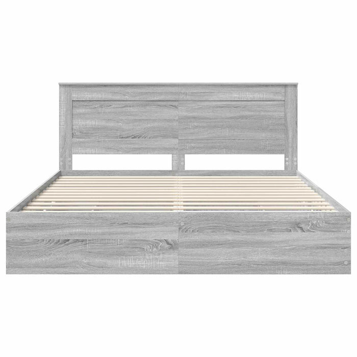 Cadru de pat cu sertar Gri Sonoma 200 x 200 cm Lemn Ingineresc - WALTI WALTI