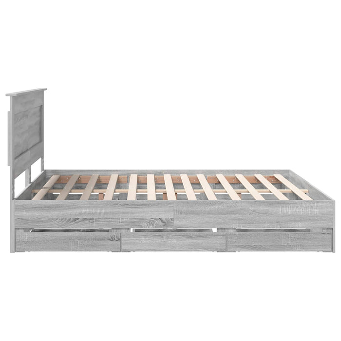 Cadru de pat cu sertar Gri Sonoma 200 x 200 cm Lemn Ingineresc - WALTI WALTI
