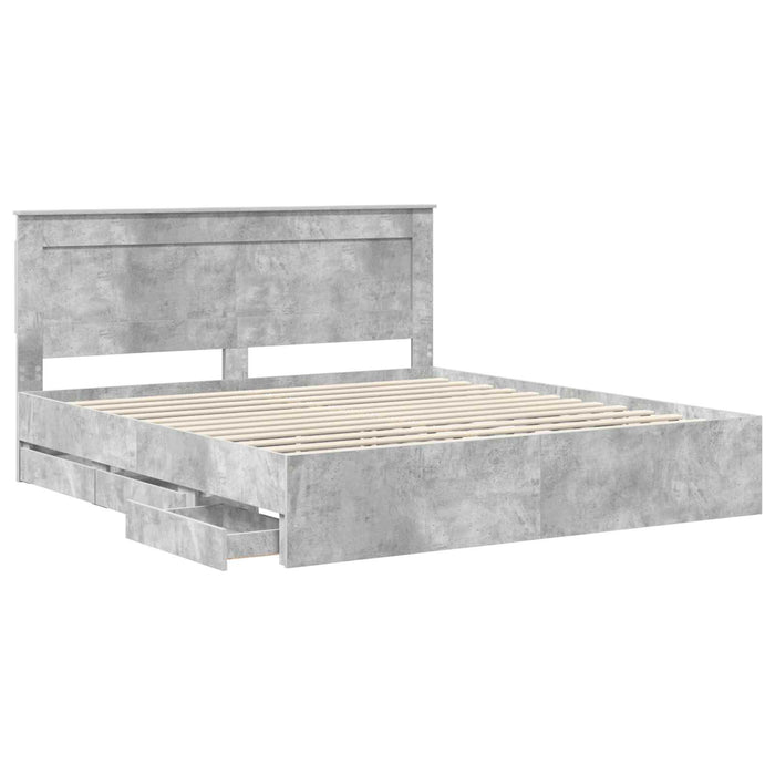 Cadru de pat Gri din beton 180 x 200 cm Lemn Ingineresc - WALTI WALTI