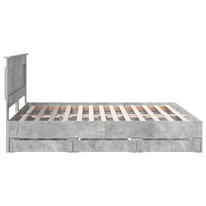 Cadru de pat Gri din beton 180 x 200 cm Lemn Ingineresc - WALTI WALTI