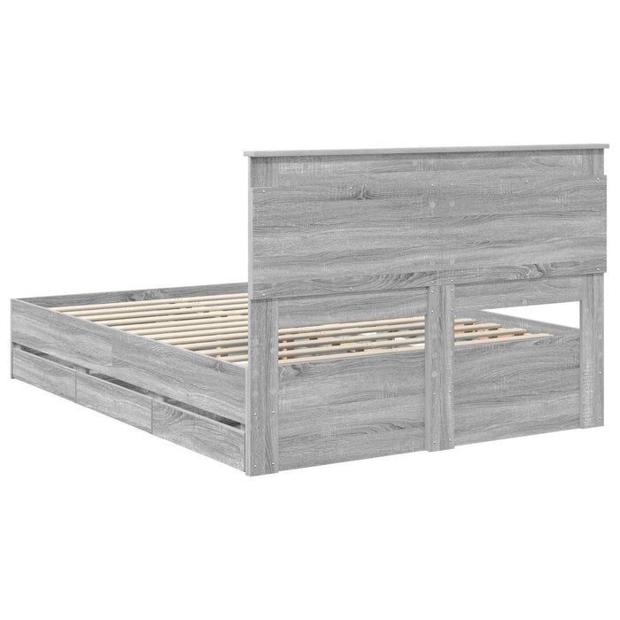 Cadru de pat cu sertar Gri Sonoma 160 x 200 cm Lemn Ingineresc WALTI