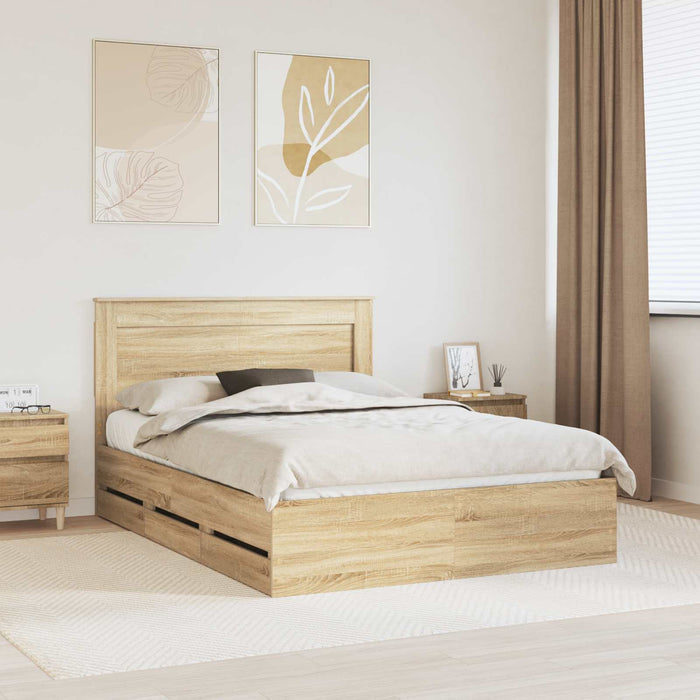 Cadru de pat Stejar Sonoma 140 x 190 cm Lemn Ingineresc WALTI