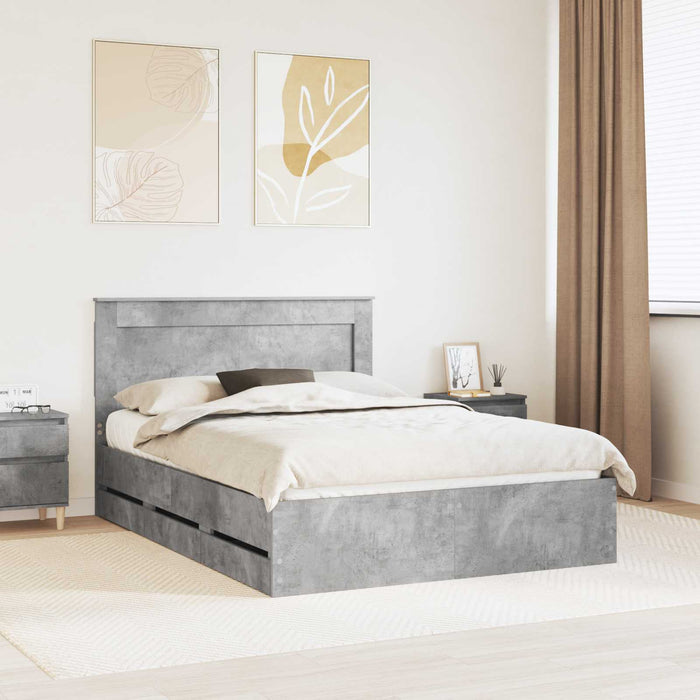 Cadru de pat Gri din beton 140 x 200 cm Lemn Ingineresc - WALTI WALTI
