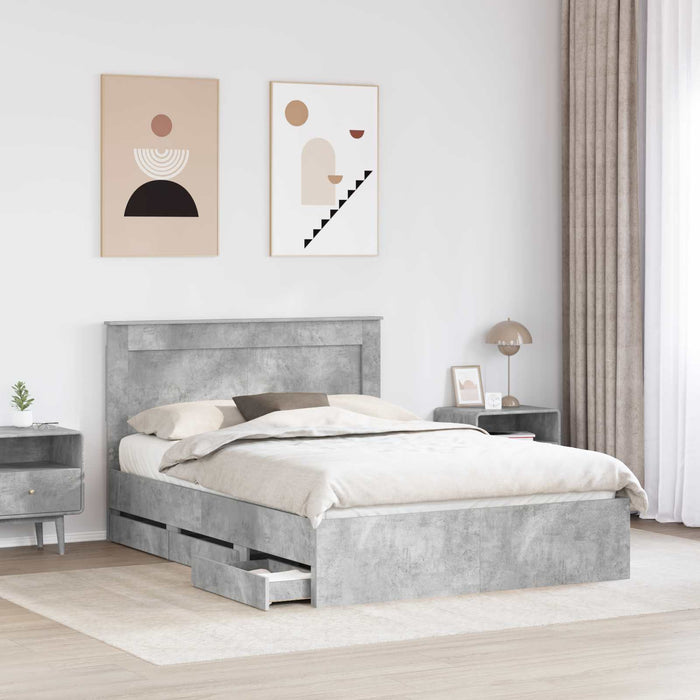 Cadru de pat Gri din beton 140 x 200 cm Lemn Ingineresc - WALTI WALTI