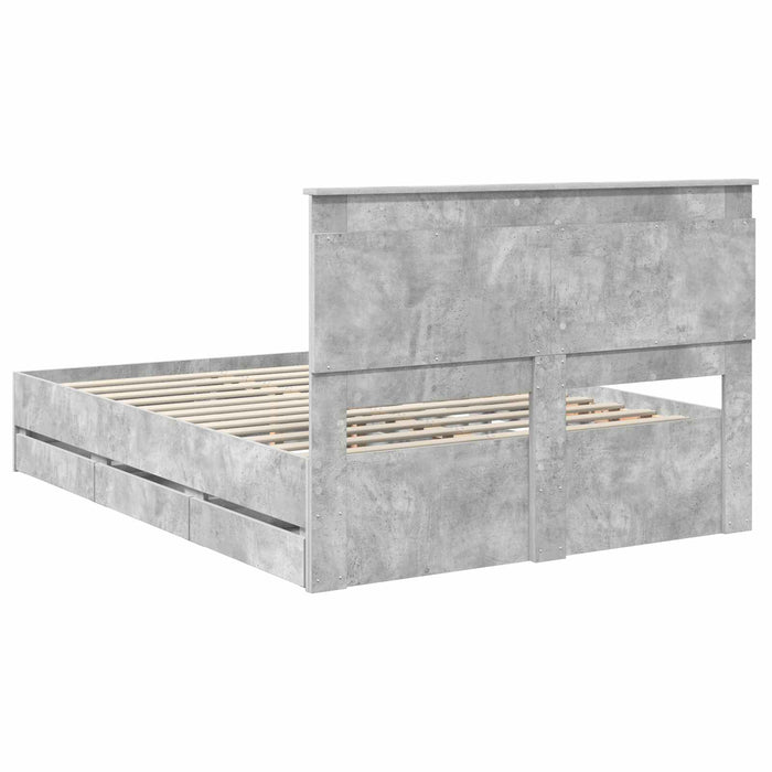 Cadru de pat Gri din beton 140 x 200 cm Lemn Ingineresc - WALTI WALTI