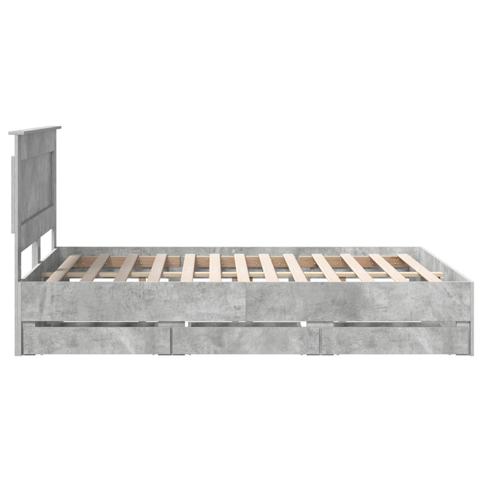 Cadru de pat Gri din beton 140 x 200 cm Lemn Ingineresc - WALTI WALTI