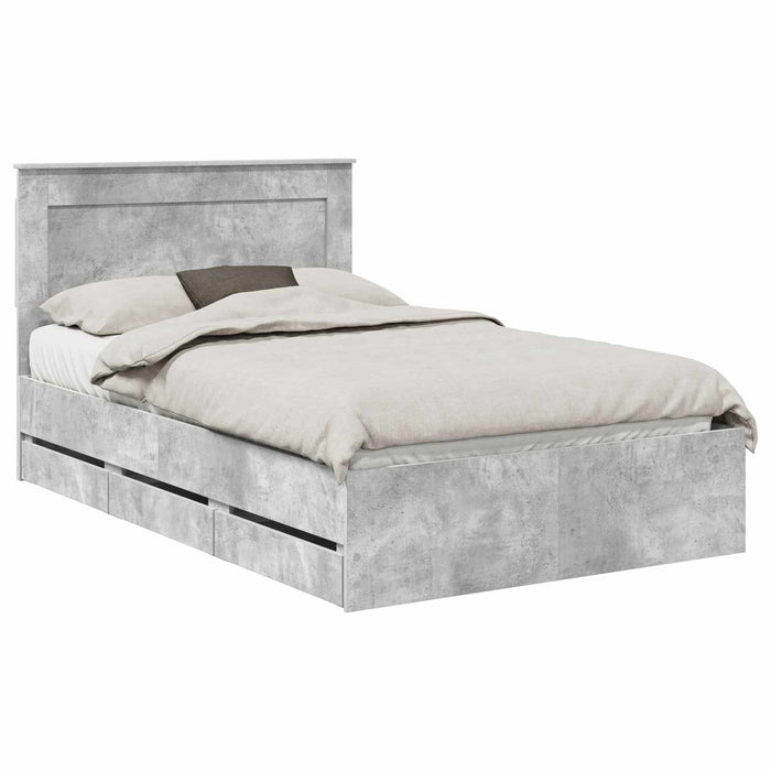 Cadru de pat Gri din beton 135 x 190 cm Lemn Ingineresc - WALTI WALTI