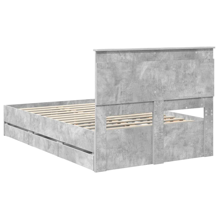 Cadru de pat Gri din beton 135 x 190 cm Lemn Ingineresc - WALTI WALTI