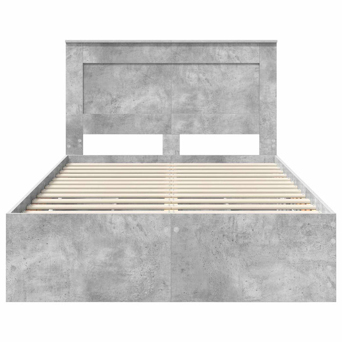 Cadru de pat Gri din beton 135 x 190 cm Lemn Ingineresc - WALTI WALTI