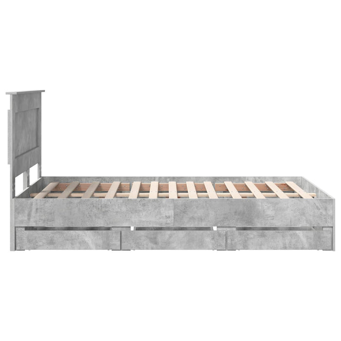 Cadru de pat Gri din beton 135 x 190 cm Lemn Ingineresc - WALTI WALTI