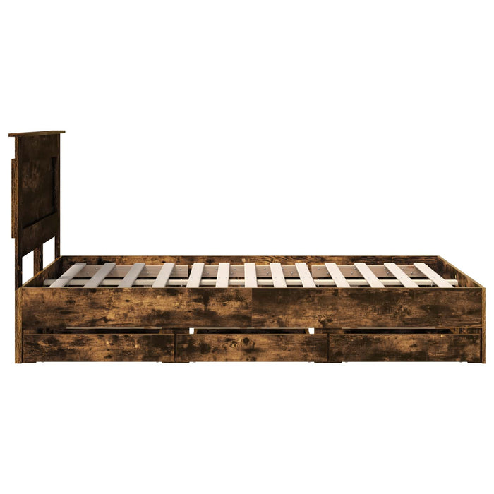 Cadru de pat Stejar fumuriu 135 x 190 cm Lemn Ingineresc - WALTI WALTI