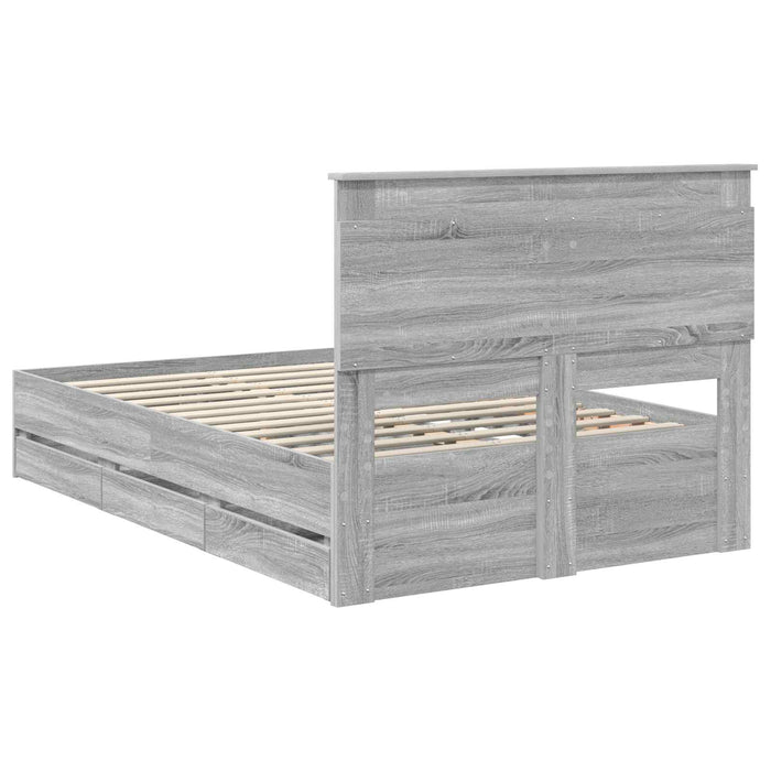 Cadru de pat cu sertar Gri Sonoma 120 x 190 cm Lemn Ingineresc - WALTI WALTI