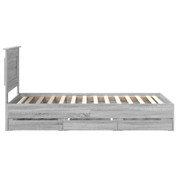 Cadru de pat cu sertar Gri Sonoma 100 x 200 cm Lemn Ingineresc - WALTI WALTI