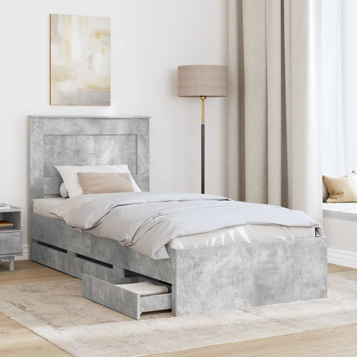 Cadru de pat Gri din beton 90 x 190 cm Lemn Ingineresc - WALTI WALTI