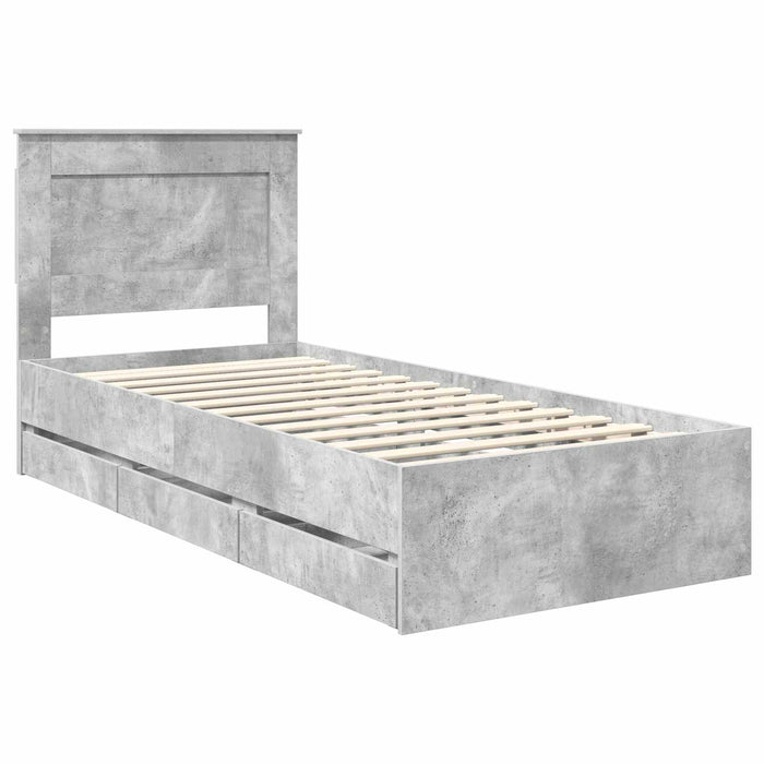 Cadru de pat Gri din beton 90 x 190 cm Lemn Ingineresc - WALTI WALTI