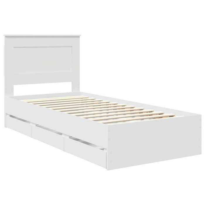 Cadru de pat cu sertar Alb 75 x 190 cm Lemn Ingineresc - WALTI WALTI
