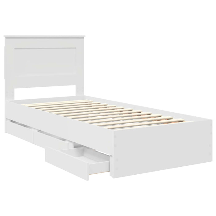 Cadru de pat cu sertar Alb 75 x 190 cm Lemn Ingineresc - WALTI WALTI