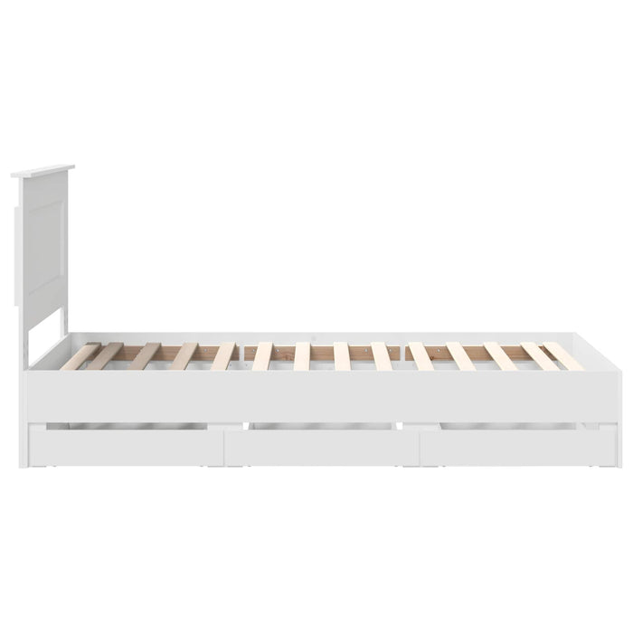 Cadru de pat cu sertar Alb 75 x 190 cm Lemn Ingineresc - WALTI WALTI