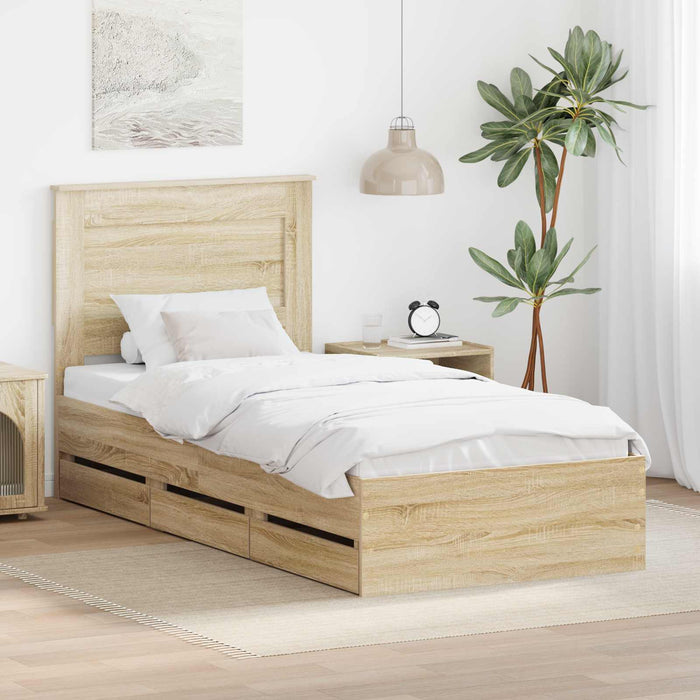 Cadru de pat Stejar Sonoma 75 x 190 cm Lemn Ingineresc - WALTI WALTI