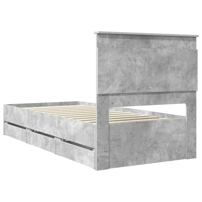Cadru de pat Gri din beton 75 x 190 cm Lemn Ingineresc - WALTI WALTI