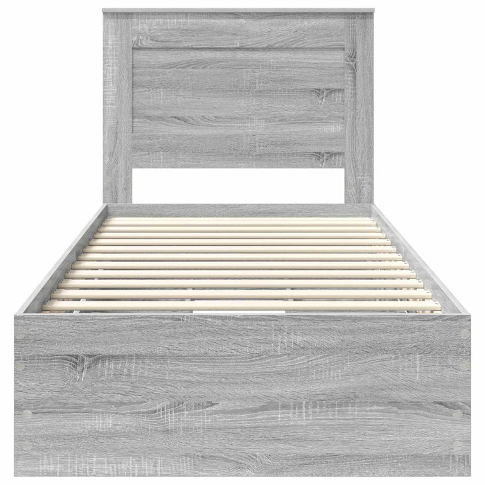 Cadru de pat cu sertar Gri Sonoma 75 x 190 cm Lemn Ingineresc - WALTI WALTI