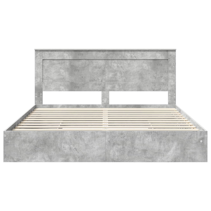 Cadru de pat cu sertar Gri din beton 200 x 200 cm Lemn compozit - WALTI WALTI