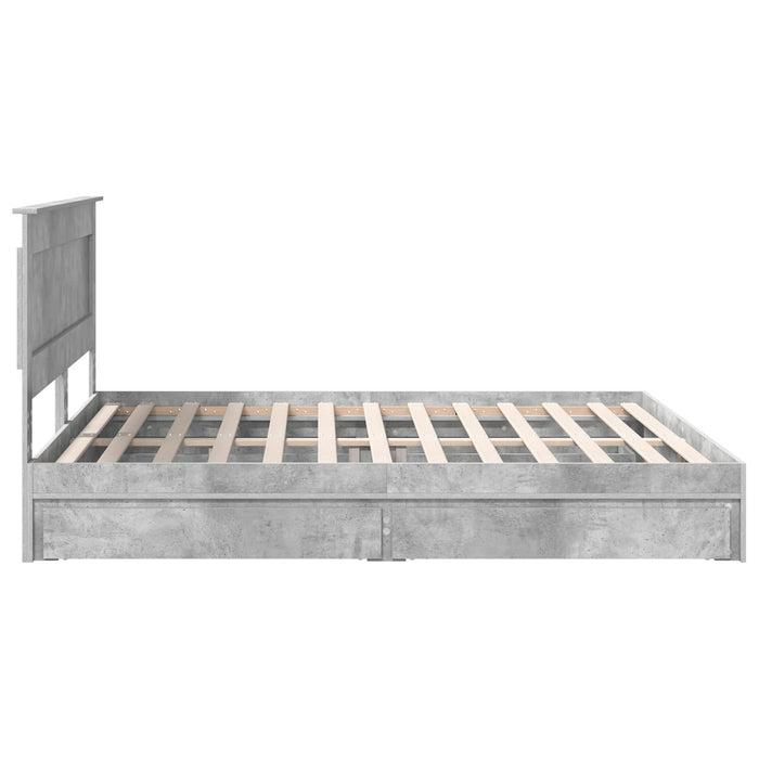 Cadru de pat cu sertar Gri din beton 200 x 200 cm Lemn compozit - WALTI WALTI