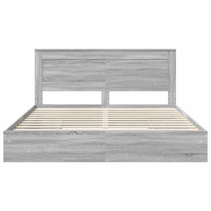 Cadru de pat cu sertar Gri Sonoma 200 x 200 cm Lemn compozit - WALTI WALTI