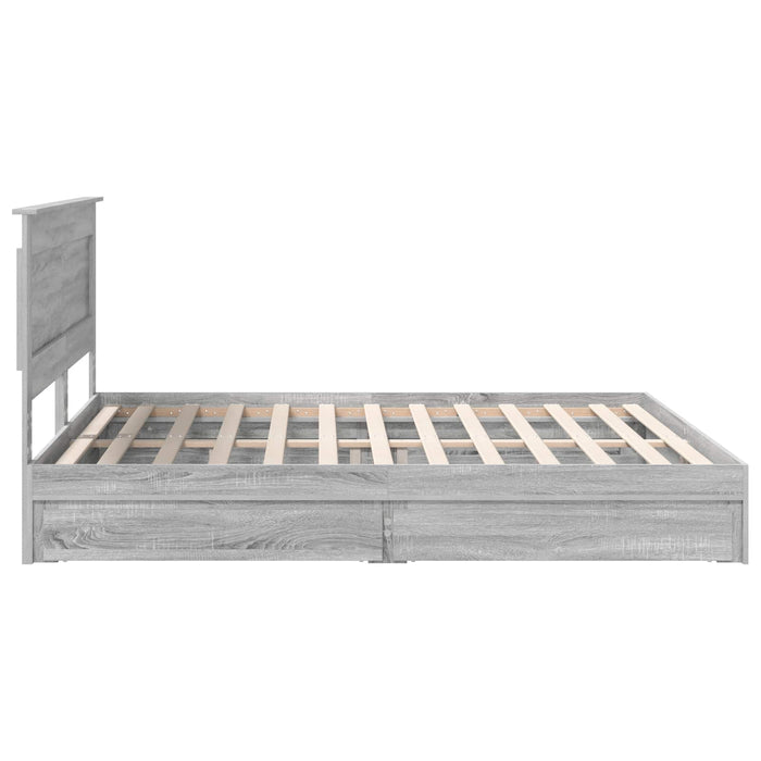 Cadru de pat cu sertar Gri Sonoma 200 x 200 cm Lemn compozit - WALTI WALTI