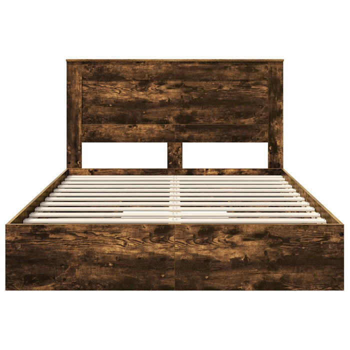 Pat cu storage Stejar fumuriu 160 x 200 cm Lemn compozit - WALTI WALTI