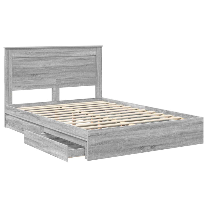 Pat cu storage cu sertar Gri Sonoma 160 x 200 cm Lemn compozit WALTI