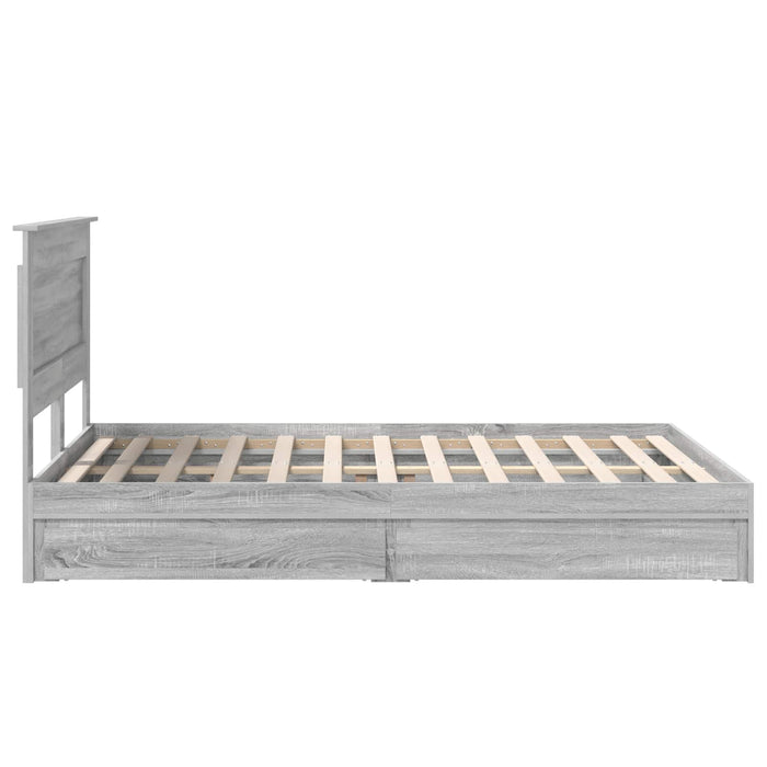 Pat cu storage cu sertar Gri Sonoma 160 x 200 cm Lemn compozit WALTI
