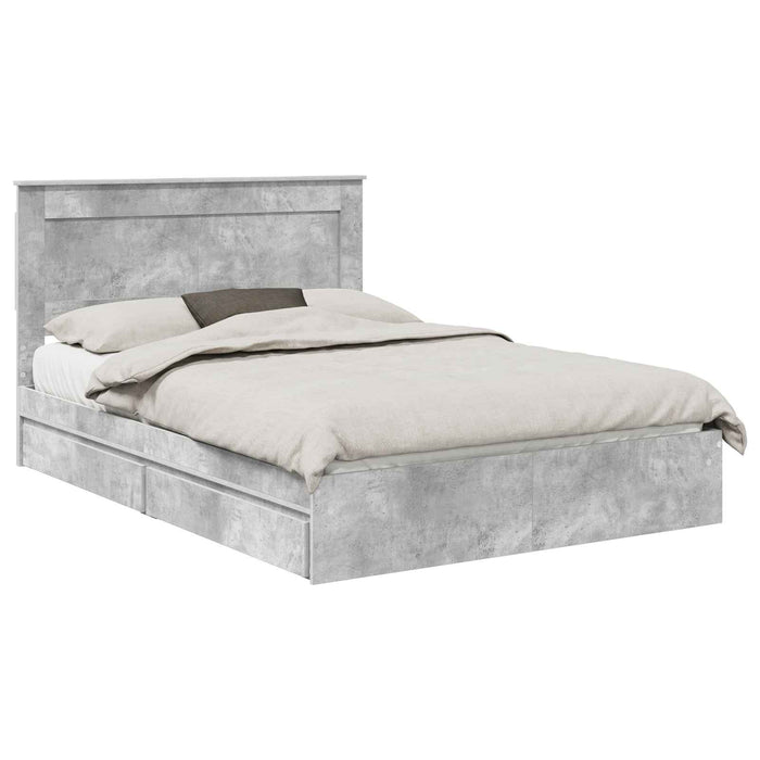 Cadru de pat cu sertar Gri din beton 150 x 200 cm Lemn compozit - WALTI WALTI