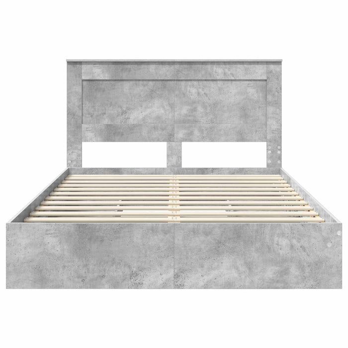 Cadru de pat cu sertar Gri din beton 150 x 200 cm Lemn compozit - WALTI WALTI