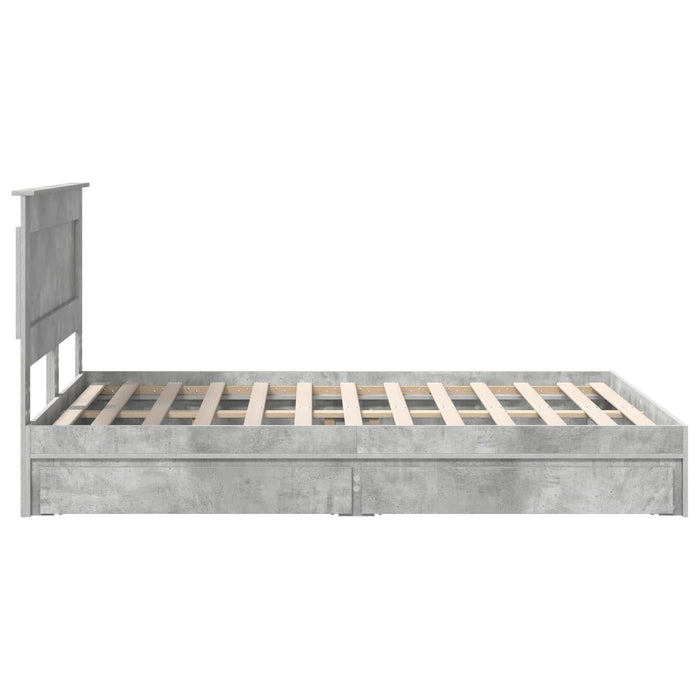 Cadru de pat cu sertar Gri din beton 150 x 200 cm Lemn compozit - WALTI WALTI
