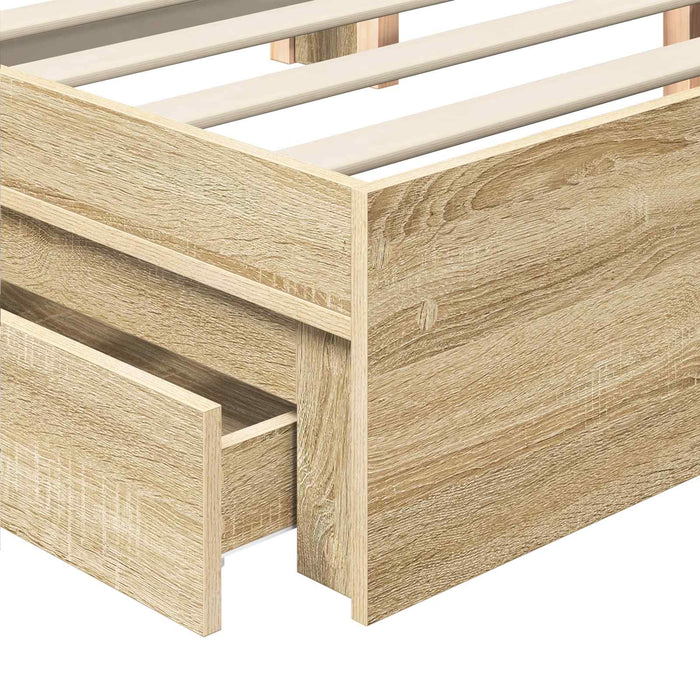 Pat cu storage Stejar Sonoma 140 x 200 cm Lemn prelucrat WALTI