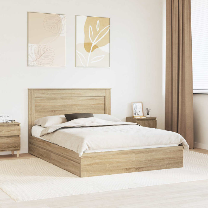 Pat cu storage Stejar Sonoma 140 x 200 cm Lemn prelucrat WALTI