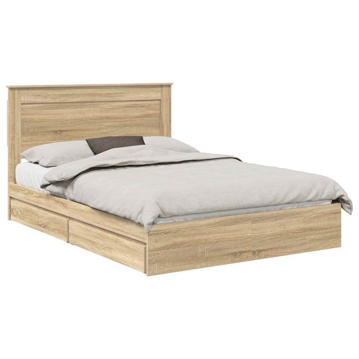 Pat cu storage Stejar Sonoma 140 x 200 cm Lemn prelucrat WALTI