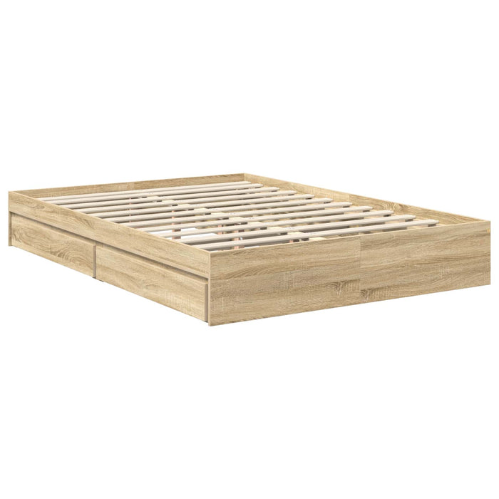 Pat cu storage Stejar Sonoma 140 x 200 cm Lemn prelucrat WALTI
