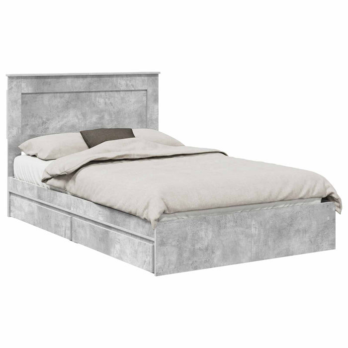 Cadru de pat cu sertar Gri din beton 135 x 190 cm Lemn compozit - WALTI WALTI