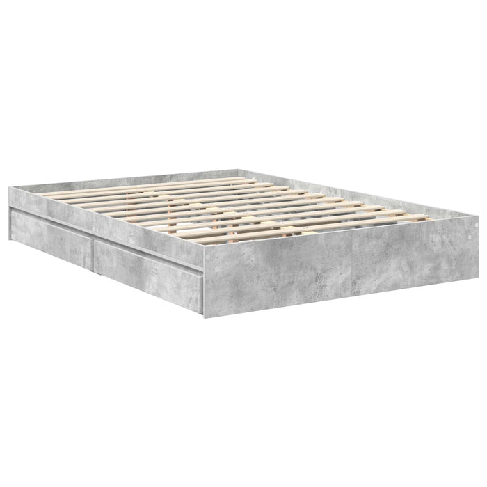 Cadru de pat cu sertar Gri din beton 135 x 190 cm Lemn compozit - WALTI WALTI