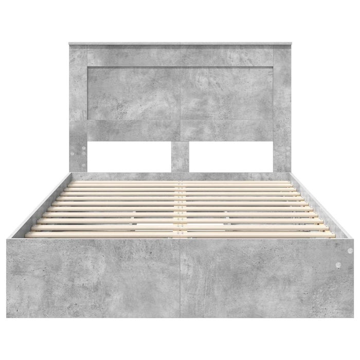 Cadru de pat cu sertar Gri din beton 135 x 190 cm Lemn compozit - WALTI WALTI