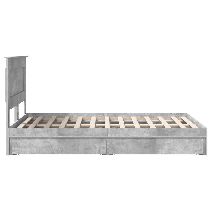 Cadru de pat cu sertar Gri din beton 135 x 190 cm Lemn compozit - WALTI WALTI