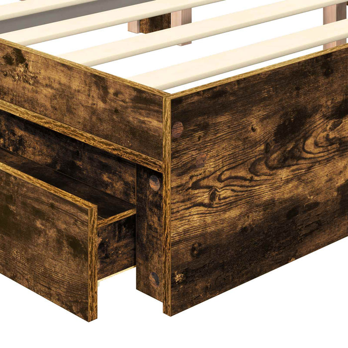 Cadru de pat Manual Stejar fumuriu 135 x 190 cm Lemn compozit - WALTI WALTI