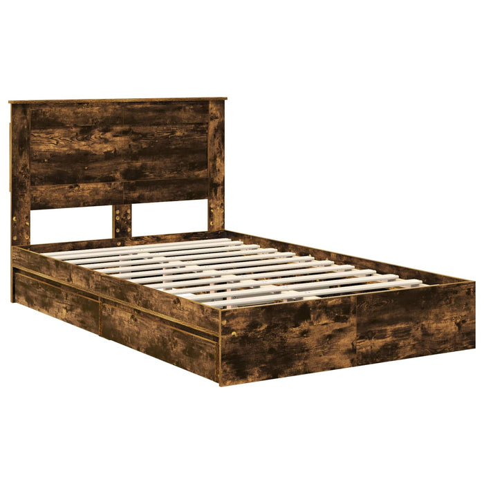 Cadru de pat Manual Stejar fumuriu 135 x 190 cm Lemn compozit - WALTI WALTI