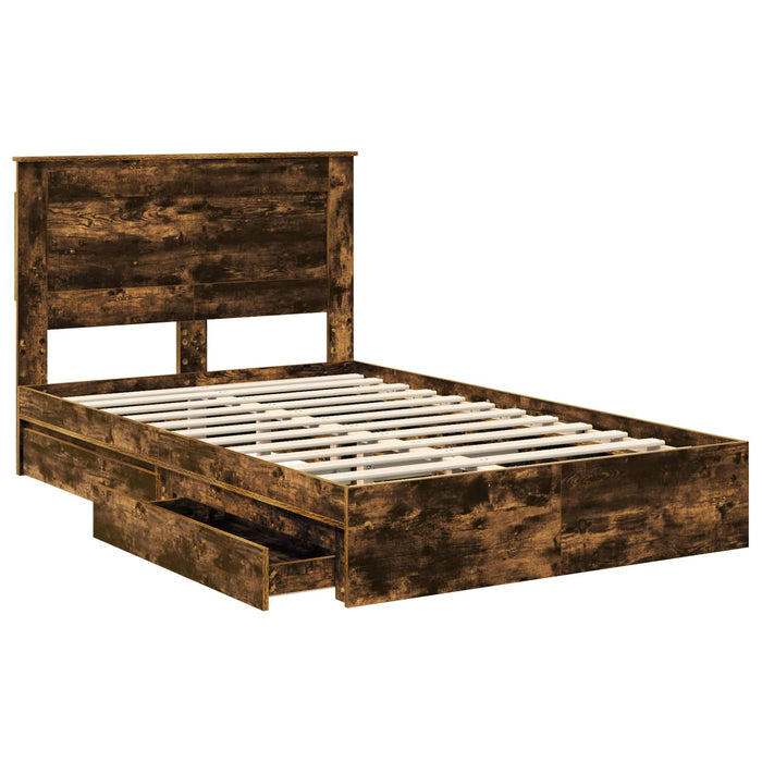 Cadru de pat Manual Stejar fumuriu 135 x 190 cm Lemn compozit - WALTI WALTI